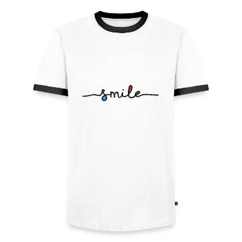 Smile Font - Men's Ringer Shirt - white/black - Front - AI Model Female 172 light (172cm) & AI Model Male 178 dark (178cm)