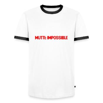 Mutti Impossible - Männer Kontrast-T-Shirt - Weiß/Schwarz - Vorne - AI Model Female 172 light (172cm) & AI Model Male 178 dark (178cm)