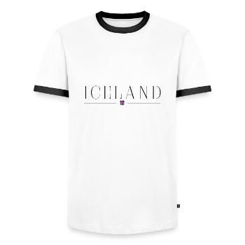 J’adore l’Islande - T-shirt contrasté Homme - blanc/noir - Devant - AI Model Female 172 light (172cm) & AI Model Male 178 dark (178cm)