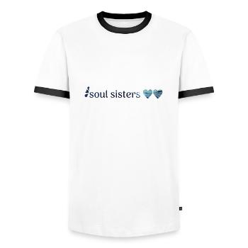 Freunde - soul sisters - Men's Ringer Shirt - white/black - Front - AI Model Female 172 light (172cm) & AI Model Male 178 dark (178cm)