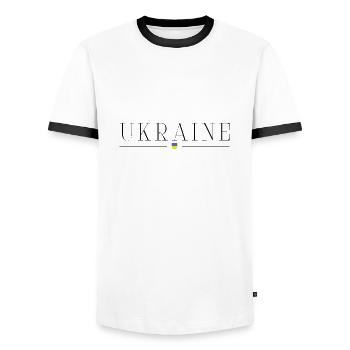 Ukraine Elegance T-Shirt - Men's Ringer Shirt - white/black - Front - AI Model Female 172 light (172cm) & AI Model Male 178 dark (178cm)