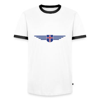 J’aime l’Islande Design T-Shirt Tenue - T-shirt contrasté Homme - blanc/noir - Devant - AI Model Female 172 light (172cm) & AI Model Male 178 dark (178cm)