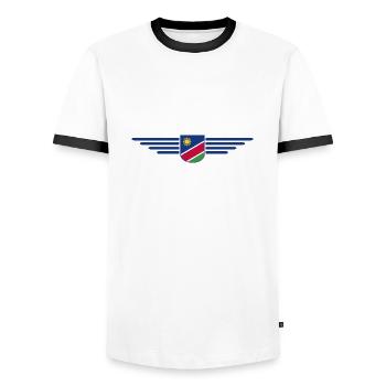 Namibia T-Shirt for Fans and Travelers - Men's Ringer Shirt - white/black - Front - AI Model Female 172 light (172cm) & AI Model Male 178 dark (178cm)