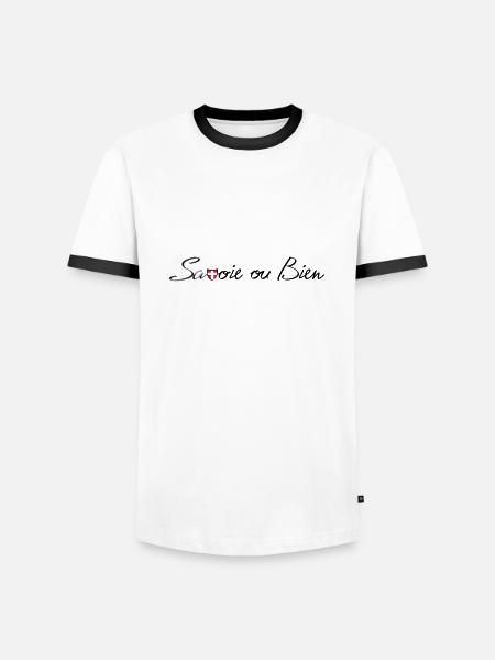 savoie ou bien - T-shirt contrasté Homme - blanc/noir