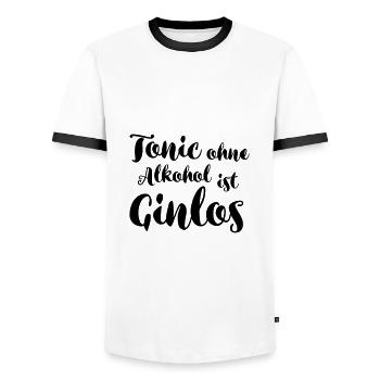 Tonic ohne Alkohol ist Ginlos - Witziger Spruch - Männer Kontrast-T-Shirt - Weiß/Schwarz - Vorne - AI Model Female 172 light (172cm) & AI Model Male 178 dark (178cm)