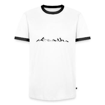 MONTAGNES Paysage Silhouette Panorama - T-shirt contrasté Homme - blanc/noir - Devant - AI Model Female 172 light (172cm) & AI Model Male 178 dark (178cm)