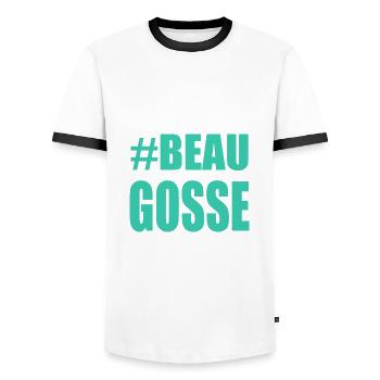 Handsome. dad. humor. man. guy. feast - Men's Ringer Shirt - white/black - Front - AI Model Female 172 light (172cm) & AI Model Male 178 dark (178cm)