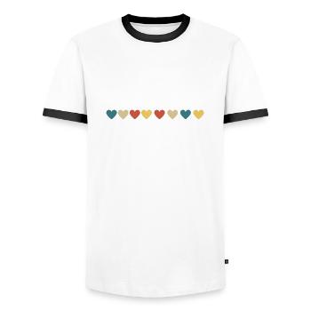 Vintage Retro Herz - Männer Kontrast-T-Shirt - Weiß/Schwarz - Vorne - AI Model Female 172 light (172cm) & AI Model Male 178 dark (178cm)