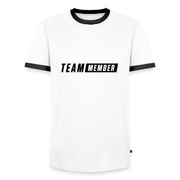 Team Member - Men's Ringer Shirt - white/black - Front - AI Model Female 172 light (172cm) & AI Model Male 178 dark (178cm)