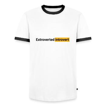 Extroverted introvert (black) - Männer Kontrast-T-Shirt - Weiß/Schwarz - Vorne - AI Model Female 172 light (172cm) & AI Model Male 178 dark (178cm)