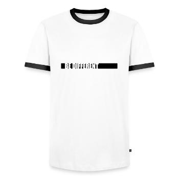 Be different Logo Design - Men's Ringer Shirt - white/black - Front - AI Model Female 172 light (172cm) & AI Model Male 178 dark (178cm)
