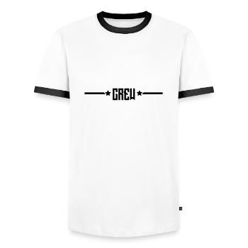 crew line - Männer Kontrast-T-Shirt - Weiß/Schwarz - Vorne - AI Model Female 172 light (172cm) & AI Model Male 178 dark (178cm)