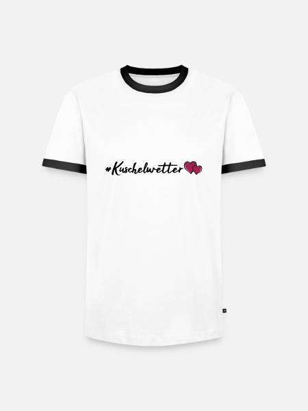 kuschelwetter herzen - Männer Kontrast-T-Shirt - Weiß/Schwarz
