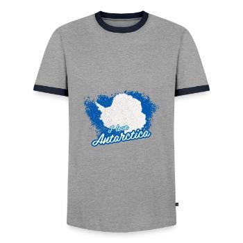 J'aime L'Antarctique - T-shirt contrasté Homme - gris/marine  - Devant - AI Model Female 172 light (172cm) & AI Model Male 178 light (178cm)
