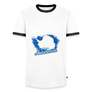 J'aime L'Antarctique - T-shirt contrasté Homme - blanc/noir - Devant - AI Model Female 172 light (172cm) & AI Model Male 178 dark (178cm)