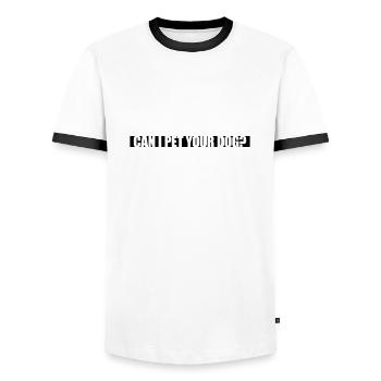 Caressez votre chien en disant - T-shirt contrasté Homme - blanc/noir - Devant - AI Model Female 172 light (172cm) & AI Model Male 178 dark (178cm)