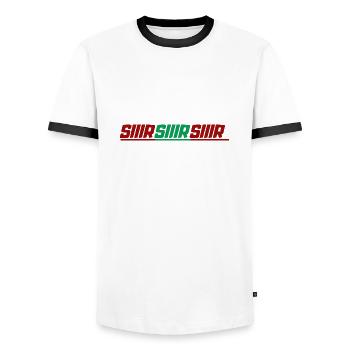 SIIIR SIIIR SIIIR - T-shirt contrasté Homme - blanc/noir - Devant - AI Model Female 172 light (172cm) & AI Model Male 178 dark (178cm)