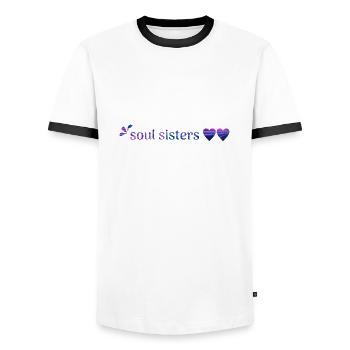 Freunde - Männer Kontrast-T-Shirt - Weiß/Schwarz - Vorne - AI Model Female 172 light (172cm) & AI Model Male 178 dark (178cm)