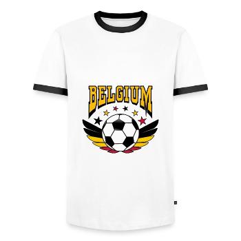 Belgien Fußball Retro College Look Style - Männer Kontrast-T-Shirt - Weiß/Schwarz - Vorne - AI Model Female 172 light (172cm) & AI Model Male 178 dark (178cm)
