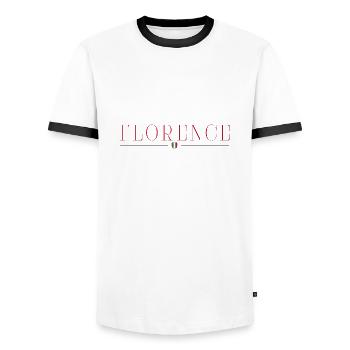 Florence, Italy Style Design T-Shirt - Men's Ringer Shirt - white/black - Front - AI Model Female 172 light (172cm) & AI Model Male 178 dark (178cm)