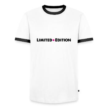 Limited Edition - Men's Ringer Shirt - white/black - Front - AI Model Female 172 light (172cm) & AI Model Male 178 dark (178cm)