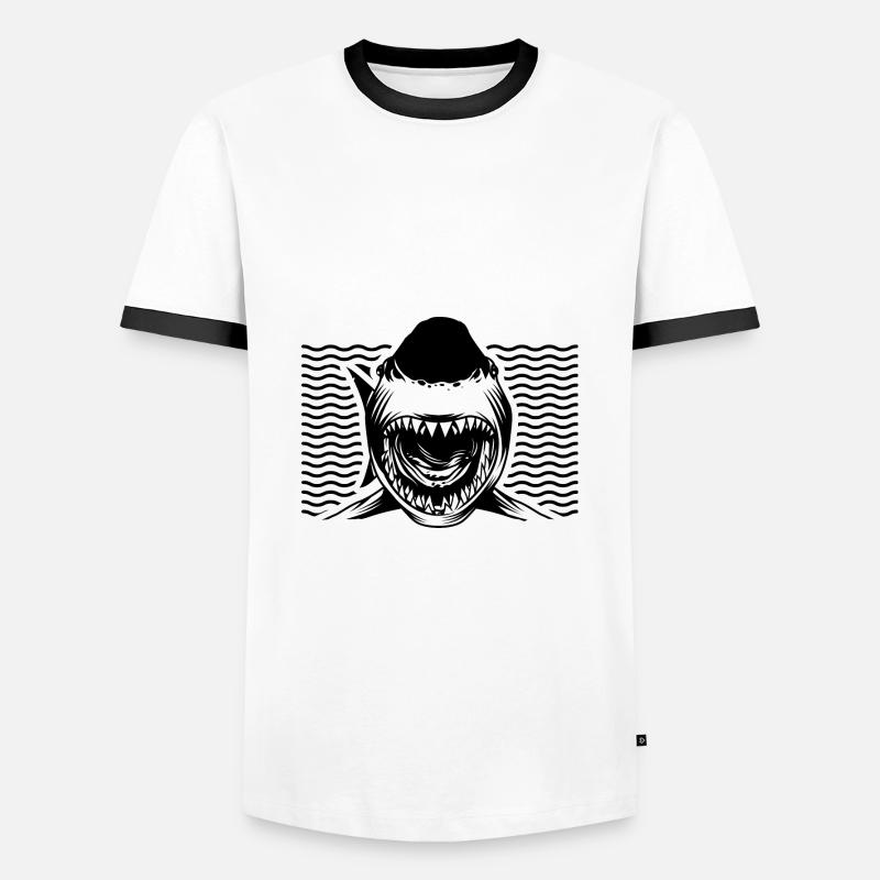 Requin requin - Shark - Men's Ringer Shirt - white/black