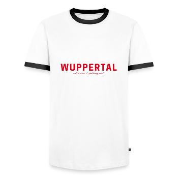 Wuppertal T-Shirt – Perfect for Fans & Lovers - Men's Ringer Shirt - white/black - Front - AI Model Female 172 light (172cm) & AI Model Male 178 dark (178cm)