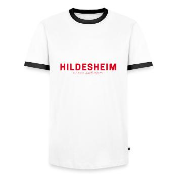 T-shirt Hildesheim – parfait pour les fans - T-shirt contrasté Homme - blanc/noir - Devant - AI Model Female 172 light (172cm) & AI Model Male 178 dark (178cm)