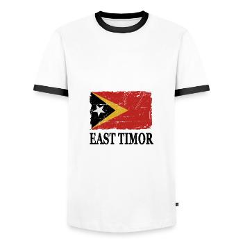 Flag of East Timor - East Timor Flag - Timor Leste - Men's Ringer Shirt - white/black - Front - AI Model Female 172 light (172cm) & AI Model Male 178 dark (178cm)