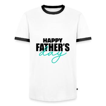 Happy Fathers Day - Men's Ringer Shirt - white/black - Front - AI Model Female 172 light (172cm) & AI Model Male 178 dark (178cm)