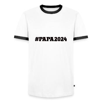 Papa 2024 Ich Werde Daddy Dad To Be Vater Werden - Männer Kontrast-T-Shirt - Weiß/Schwarz - Vorne - AI Model Female 172 light (172cm) & AI Model Male 178 dark (178cm)