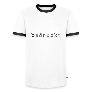 printed statement black - Men's Ringer Shirt - white/black - Front - AI Model Female 172 light (172cm) & AI Model Male 178 dark (178cm)