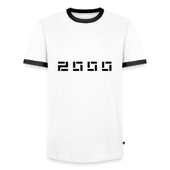 Année de naissance Né(e) - Fabriqué en 2000 - T-shirt contrasté Homme - blanc/noir - Devant - AI Model Female 172 light (172cm) & AI Model Male 178 dark (178cm)