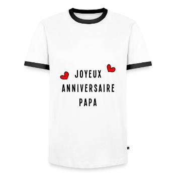 JOYEUX ANNIVERSAIRE PAPA - T-shirt contrasté Homme - blanc/noir - Devant - AI Model Female 172 light (172cm) & AI Model Male 178 dark (178cm)