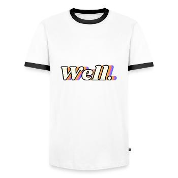 Well. | Glitch Wordart - T-shirt contrasté Homme - blanc/noir - Devant - AI Model Female 172 light (172cm) & AI Model Male 178 dark (178cm)
