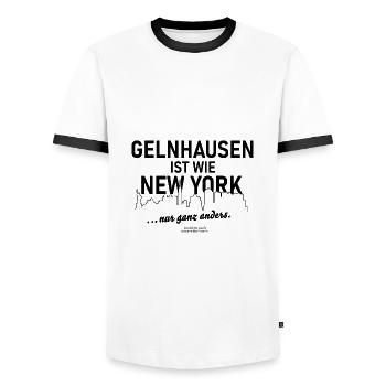 Gelnhausen - Männer Kontrast-T-Shirt - Weiß/Schwarz - Vorne - AI Model Female 172 light (172cm) & AI Model Male 178 dark (178cm)