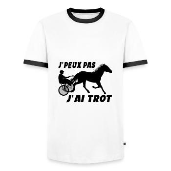 J'peux Pas J'ai Trot Humour Cheval équitation - T-shirt contrasté Homme - blanc/noir - Devant - AI Model Female 172 light (172cm) & AI Model Male 178 dark (178cm)