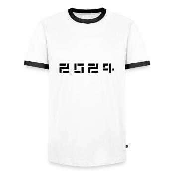 Année de naissance Anniversaire Né en - Fabriqué en 2024 - T-shirt contrasté Homme - blanc/noir - Devant - AI Model Female 172 light (172cm) & AI Model Male 178 dark (178cm)