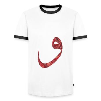 vav ebru 18 - Men's Ringer Shirt - white/black - Front - AI Model Female 172 light (172cm) & AI Model Male 178 dark (178cm)
