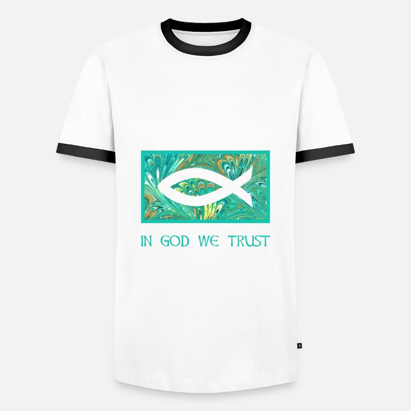 fisch ichthys e 71 - Men's Ringer Shirt - white/black