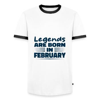 Legenden werden im Februar geboren - Männer Kontrast-T-Shirt - Weiß/Schwarz - Vorne - AI Model Female 172 light (172cm) & AI Model Male 178 dark (178cm)