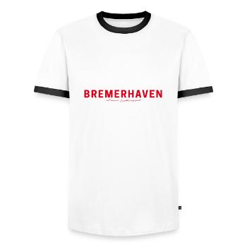 T-shirt Bremerhaven – Parfait pour les fans - T-shirt contrasté Homme - blanc/noir - Devant - AI Model Female 172 light (172cm) & AI Model Male 178 dark (178cm)