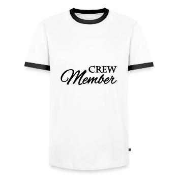 Crew member - Men's Ringer Shirt - white/black - Front - AI Model Female 172 light (172cm) & AI Model Male 178 dark (178cm)