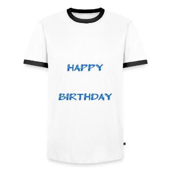 JAHRESTAG. ALLES GUTE ZUM GEBURTSTAG. ALLES GUTE ZUM GEBURTSTAG. - Männer Kontrast-T-Shirt - Weiß/Schwarz - Vorne - AI Model Female 172 light (172cm) & AI Model Male 178 dark (178cm)