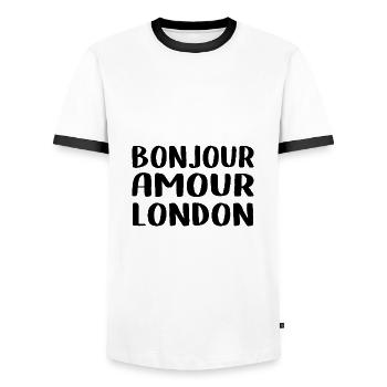 Bonjour Amour London - T-shirt contrasté Homme - blanc/noir - Devant - AI Model Female 172 light (172cm) & AI Model Male 178 dark (178cm)
