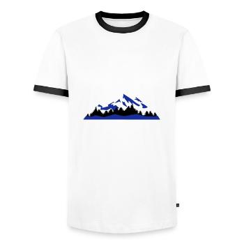 mountains, winter, landscape - T-shirt contrasté Homme - blanc/noir - Devant - AI Model Female 172 light (172cm) & AI Model Male 178 dark (178cm)
