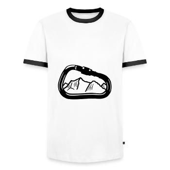 Climbing, Carabiner & Mountain - Men's Ringer Shirt - white/black - Front - AI Model Female 172 light (172cm) & AI Model Male 178 dark (178cm)