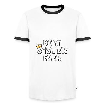 Meilleure sœur de tous les temps - T-shirt contrasté Homme - blanc/noir - Devant - AI Model Female 172 light (172cm) & AI Model Male 178 dark (178cm)