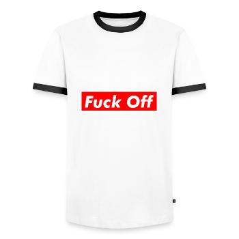F*ck Off - Männer Kontrast-T-Shirt - Weiß/Schwarz - Vorne - AI Model Female 172 light (172cm) & AI Model Male 178 dark (178cm)