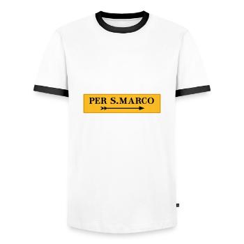 PER S. MARCO - Männer Kontrast-T-Shirt - Weiß/Schwarz - Vorne - AI Model Female 172 light (172cm) & AI Model Male 178 dark (178cm)